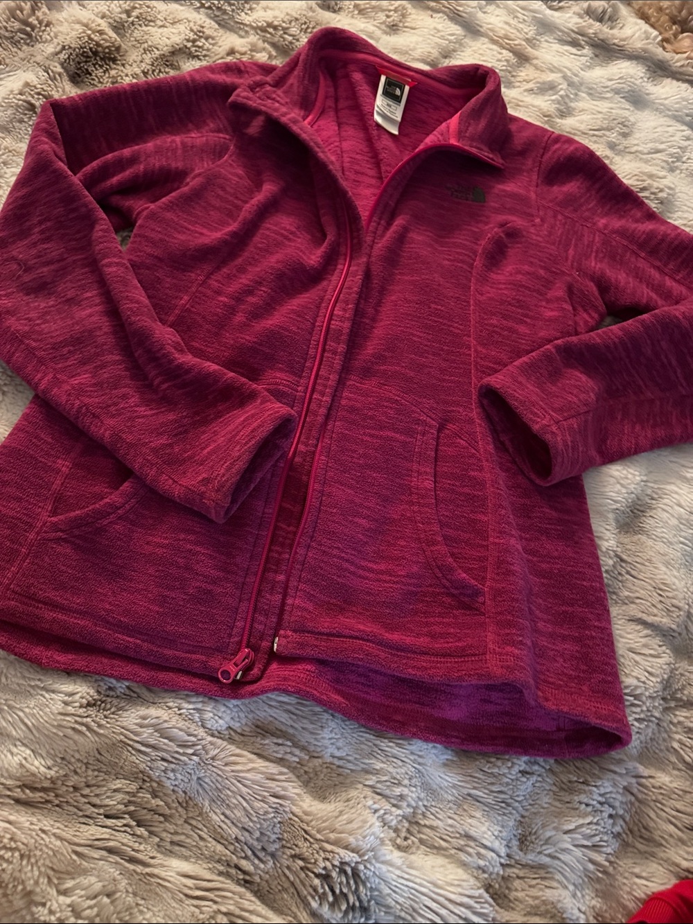 The North Face Women’s Dark Pink Full-Zip Fleece Jacket - Picture 2 of 7